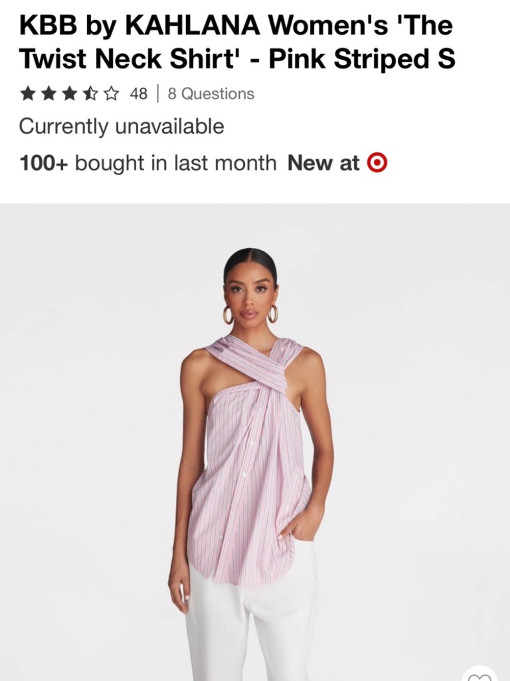 Target KBB by KAHLANA Pink Striped Twist Neck Top